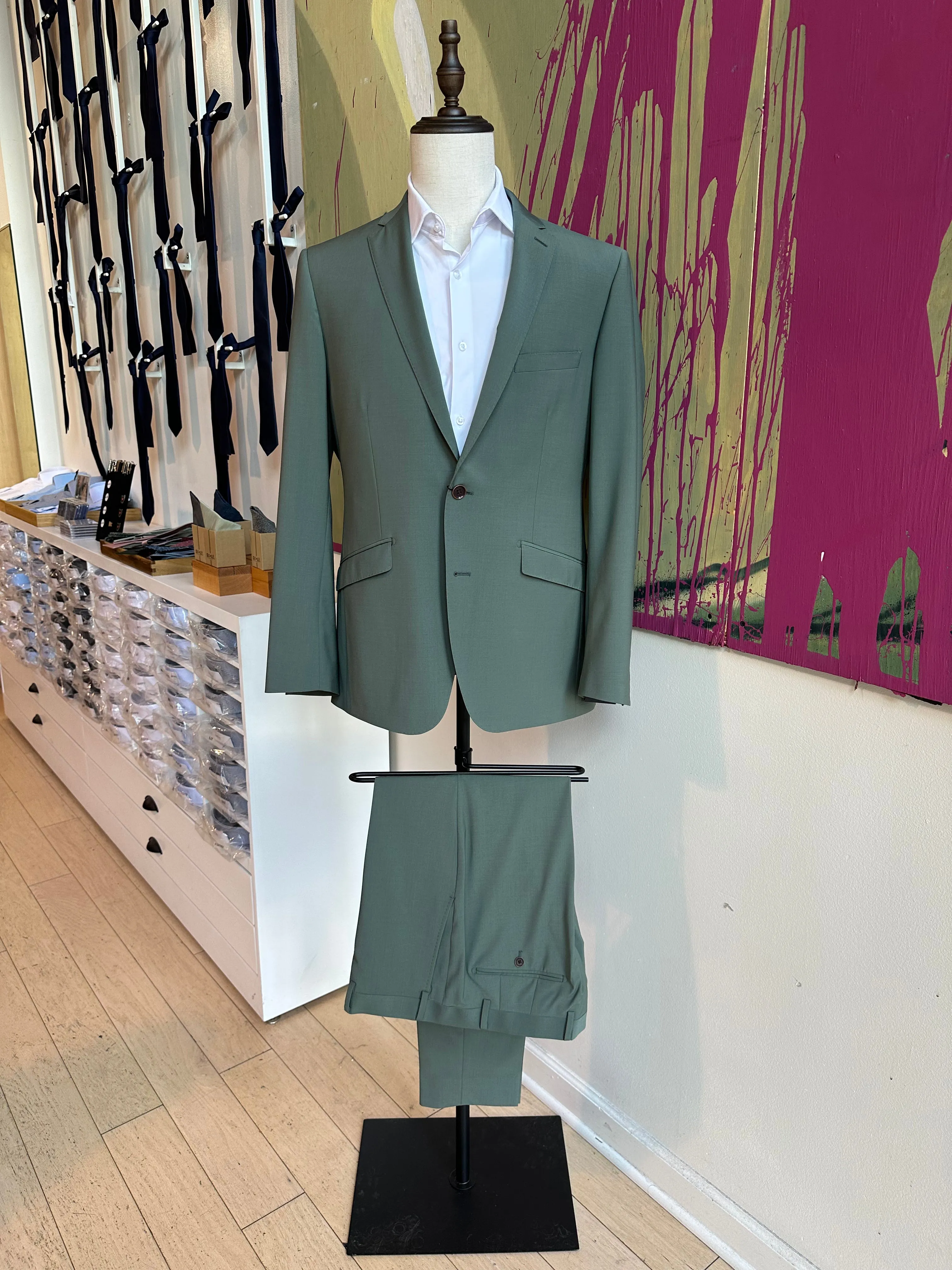 Sage Green Premium Suit Pants