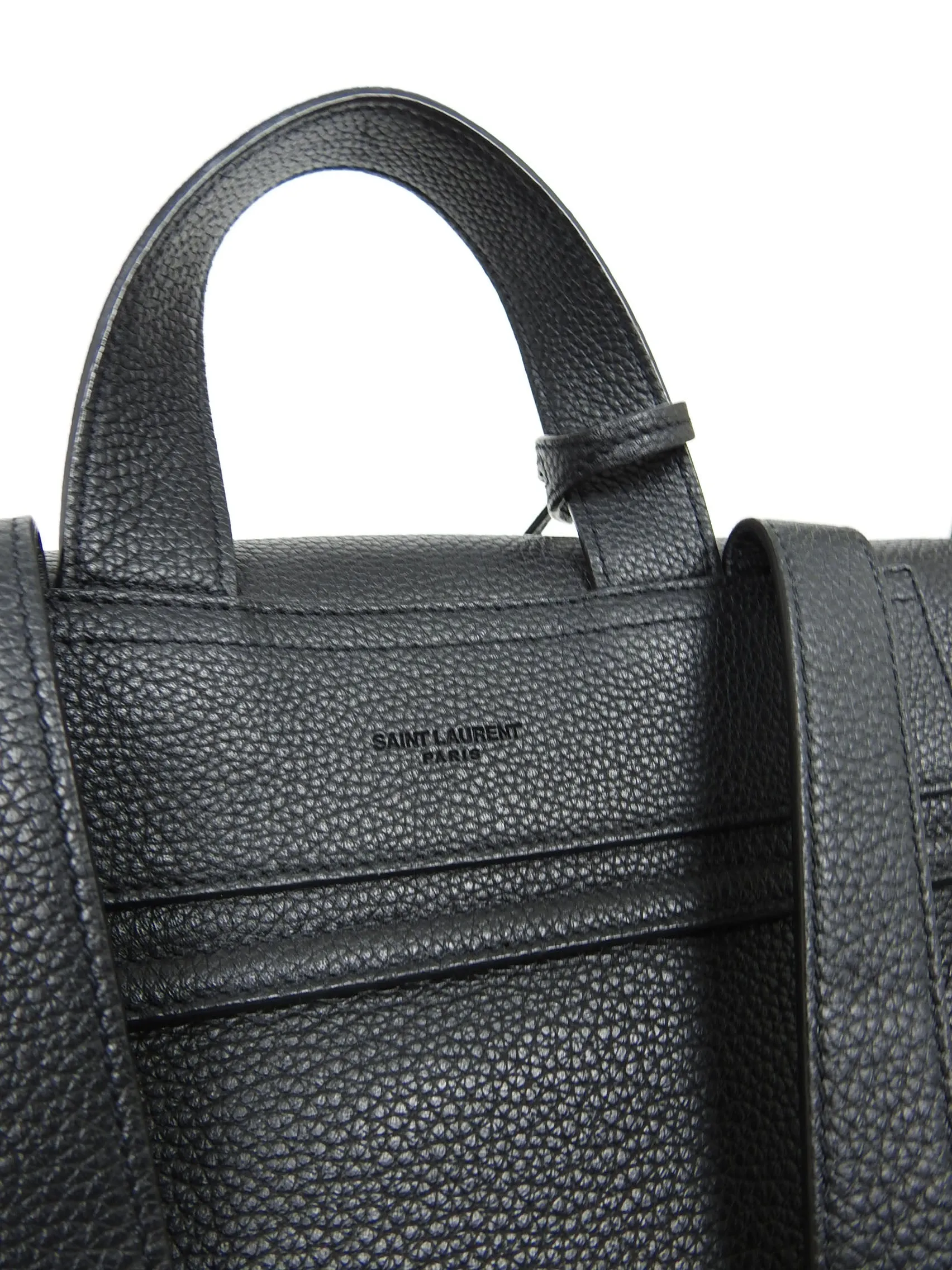 Saint Laurent Black Grained Leather Backpack