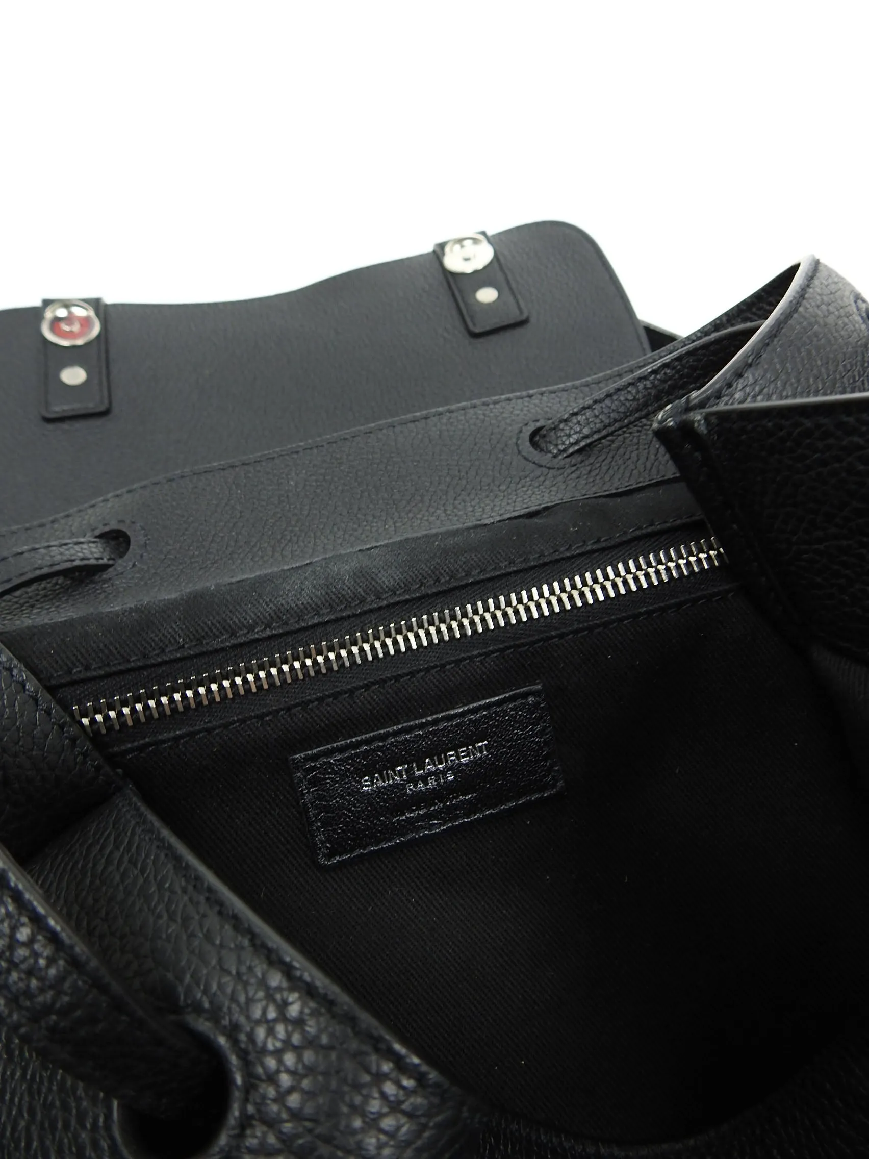 Saint Laurent Black Grained Leather Backpack