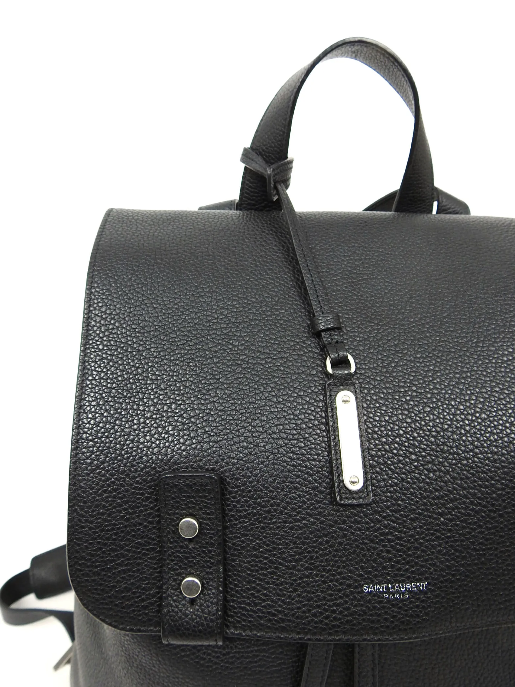 Saint Laurent Black Grained Leather Backpack