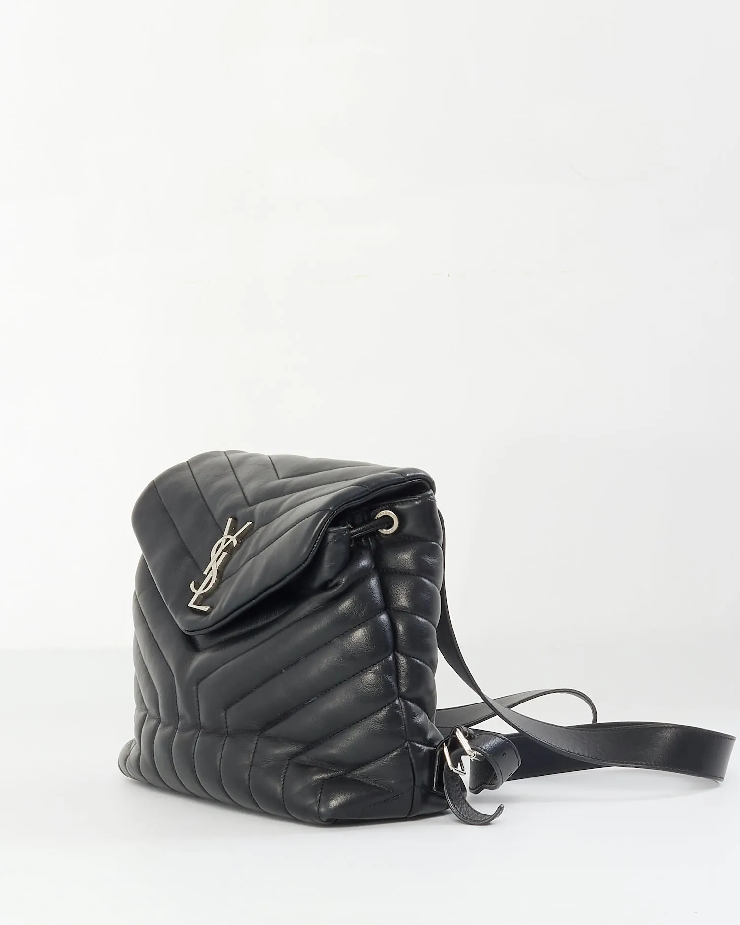 Saint Laurent Black Y Quilted Leather Small Logo Loulou Backpack