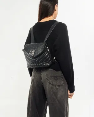 Saint Laurent Black Y Quilted Leather Small Logo Loulou Backpack