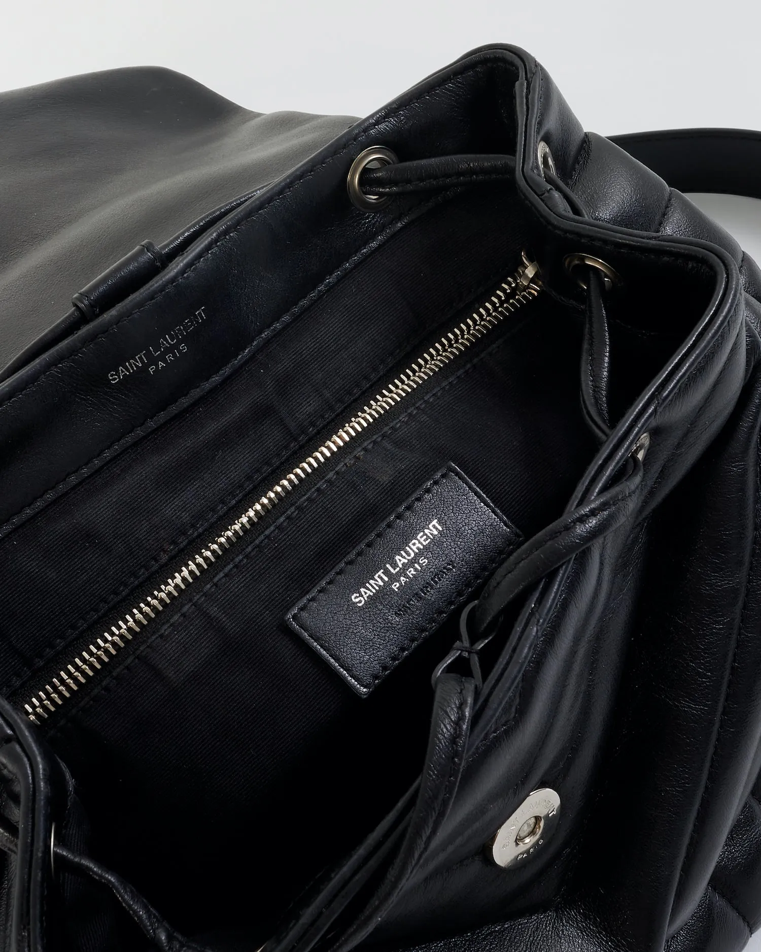 Saint Laurent Black Y Quilted Leather Small Logo Loulou Backpack