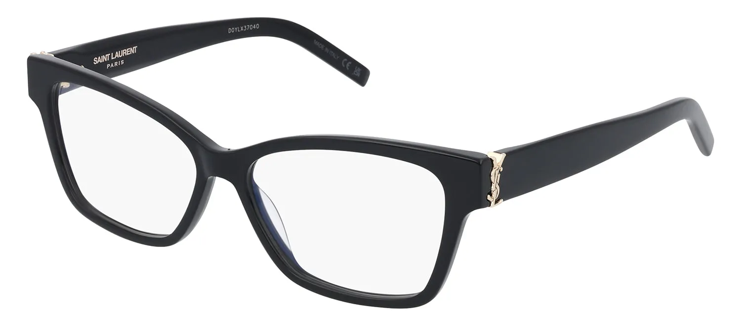 Saint Laurent MONOGRAM SL M116O 001 Cat-Eye Plastic Black Eyeglasses with Logo Stamped Demo Lenses