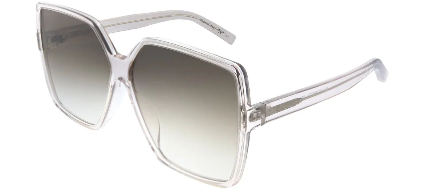 Saint Laurent SL 232Betty 005 Square Acetate Clear Sunglasses with Brown Gradient Lens