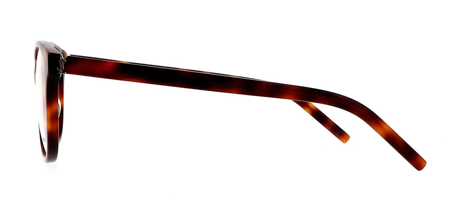Saint Laurent SL M112O 002 Round Plastic Havana Eyeglasses with Clear Lens