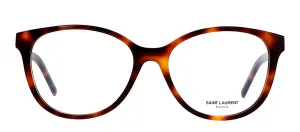 Saint Laurent SL M112O 002 Round Plastic Havana Eyeglasses with Clear Lens