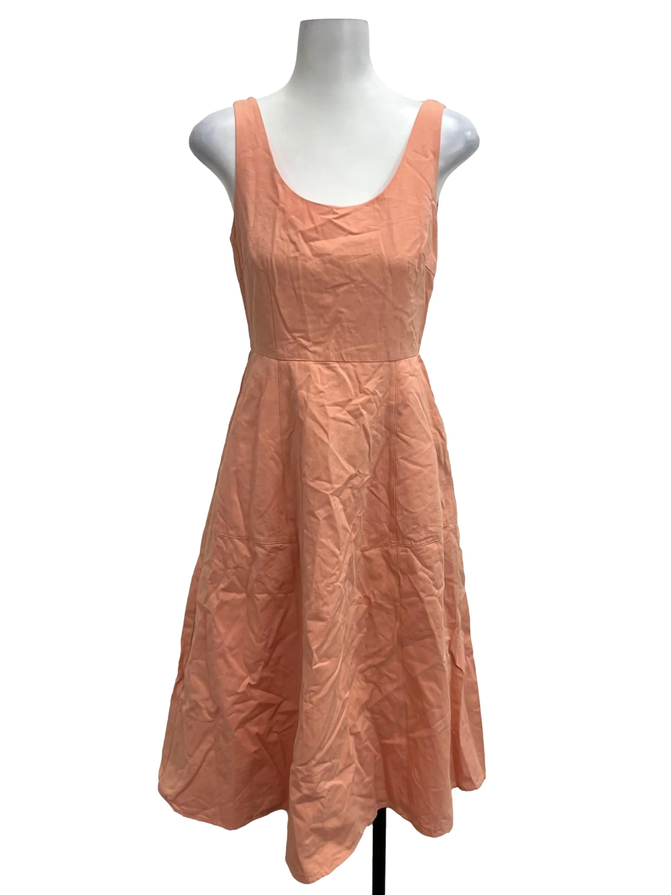Salmon Pink Scoop Neck Midi Dress OSN