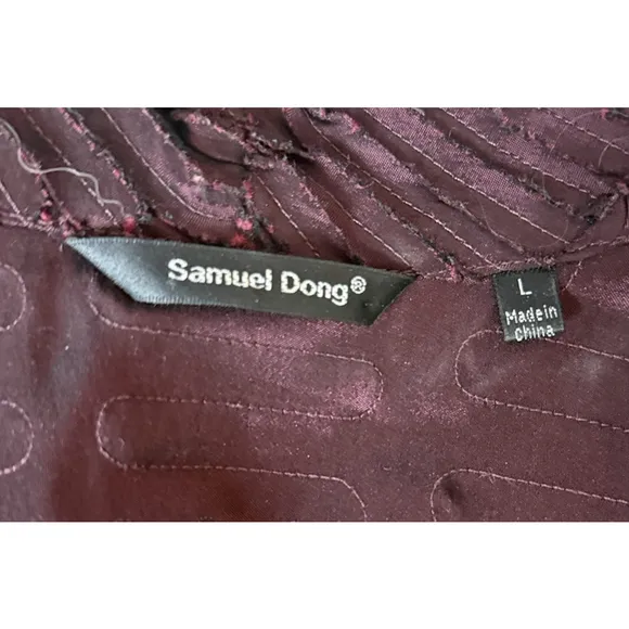 Samuel Dong Women's Dark Red Textured Long Sleeve Dinner Jacket
