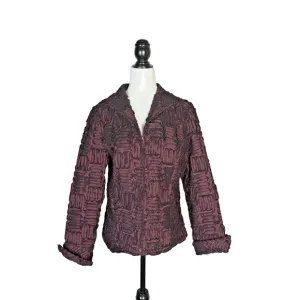 Samuel Dong Women's Dark Red Textured Long Sleeve Dinner Jacket