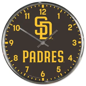 San Diego Padres Clock Round Wall Style Chrome