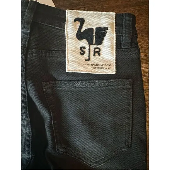 Sandrine Rose/Free People distressed black skinny jean