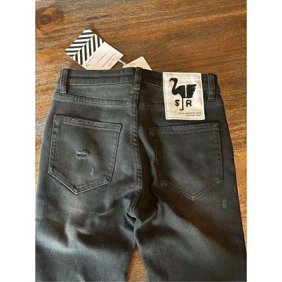 Sandrine Rose/Free People distressed black skinny jean