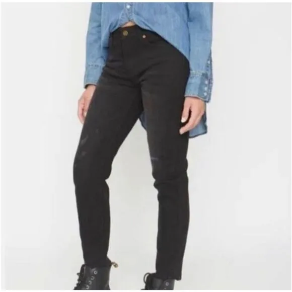 Sandrine Rose/Free People distressed black skinny jean