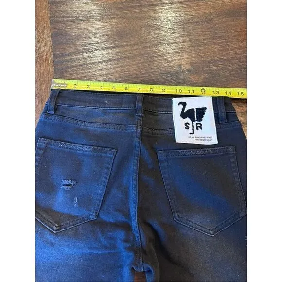 Sandrine Rose/Free People distressed black skinny jean