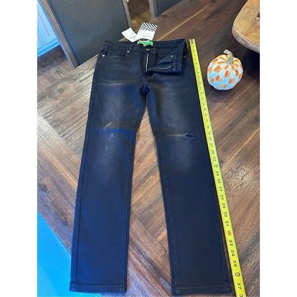Sandrine Rose/Free People distressed black skinny jean