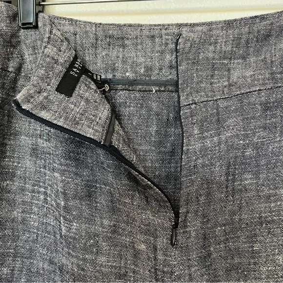 Sandro Studio linen blend chambray blue pencil skirt.  SZ 8