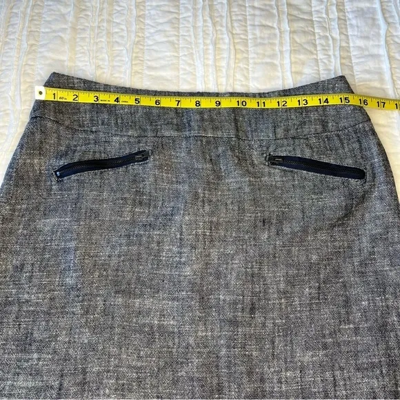 Sandro Studio linen blend chambray blue pencil skirt.  SZ 8