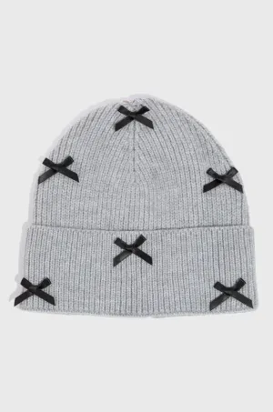 Satin Ribbon Bow Beanie
