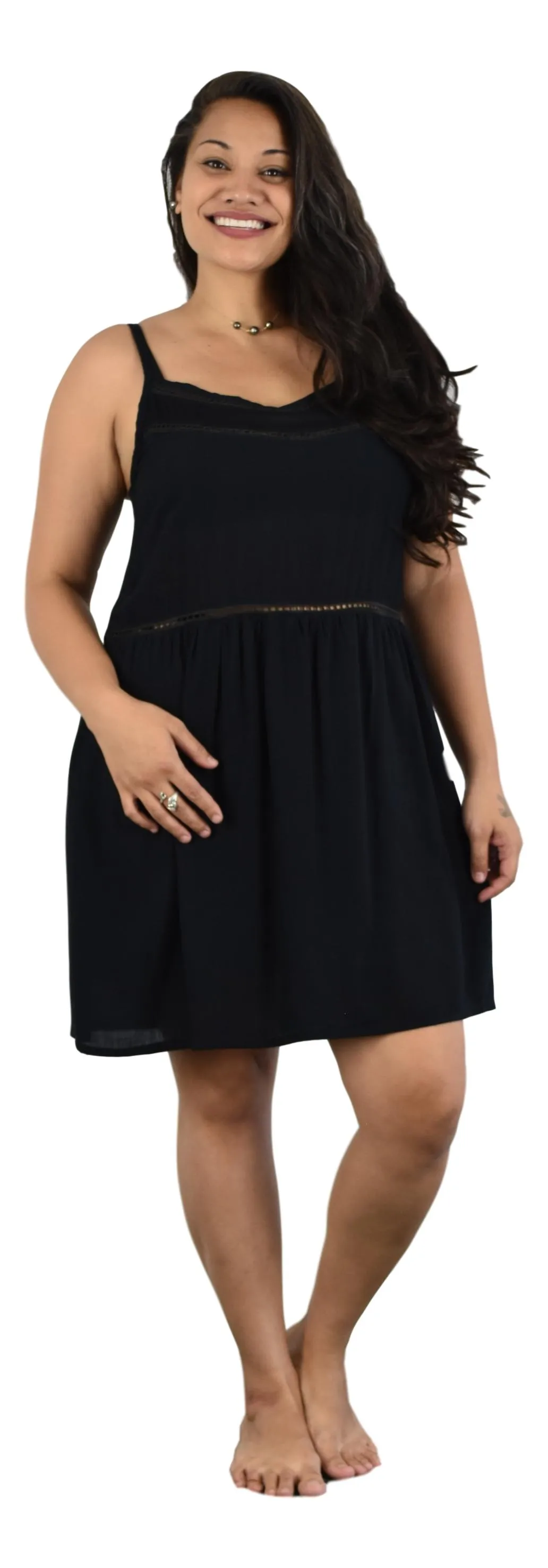 Secret Beach - Hanalei Dress - Black  - Chiffon Rayon with tape