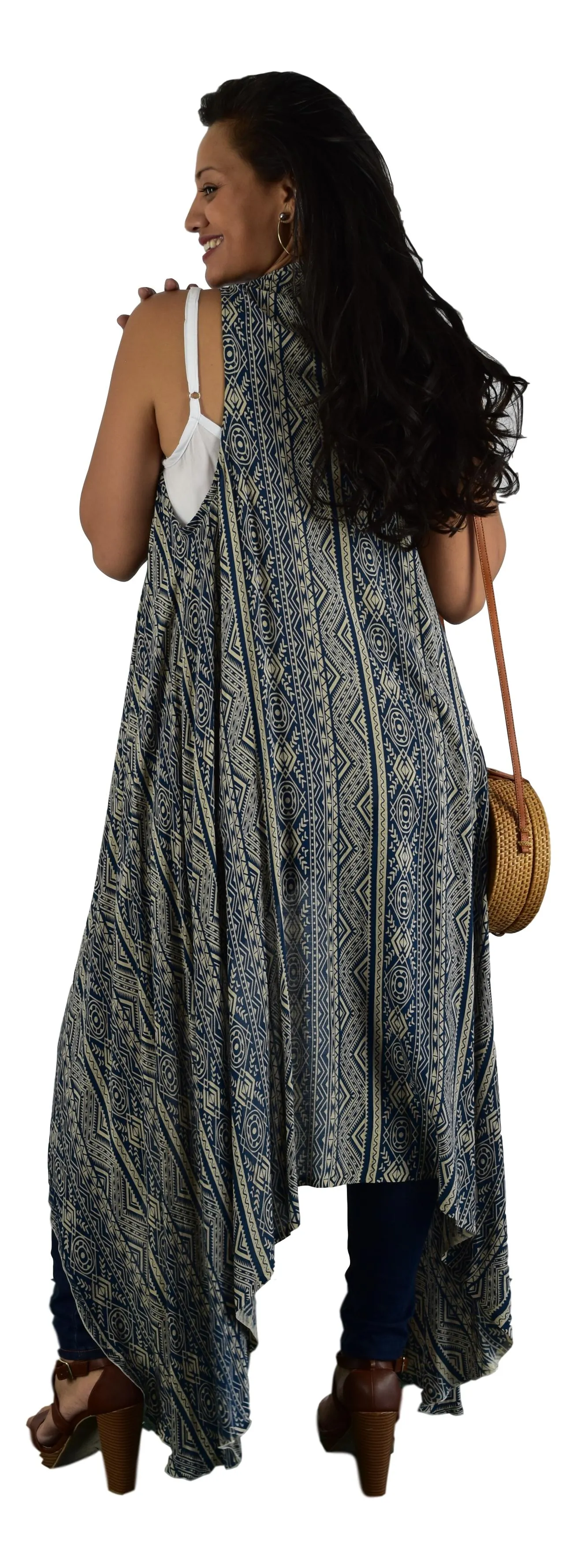 Secret Beach - Magic Sarong - Rounded Corners - Tribal - Navy & Cream