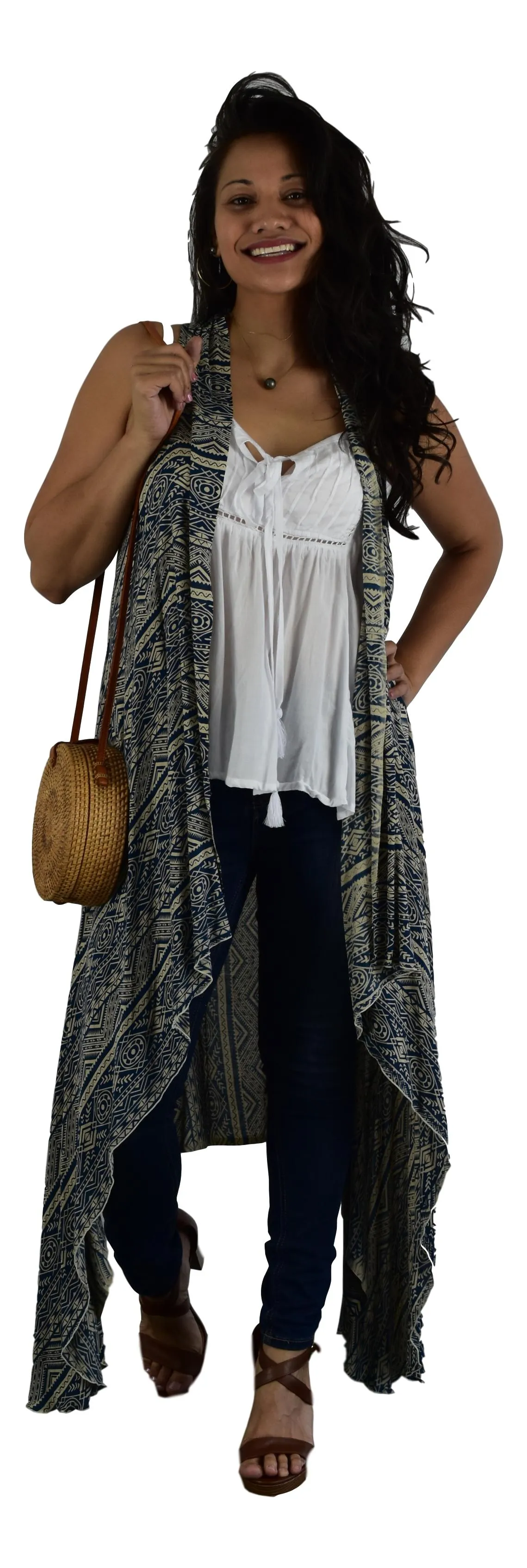 Secret Beach - Magic Sarong - Rounded Corners - Tribal - Navy & Cream