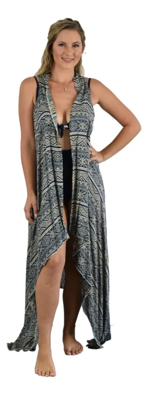 Secret Beach - Magic Sarong - Rounded Corners - Tribal - Navy & Cream