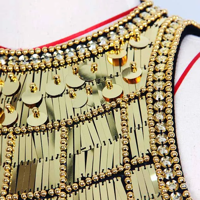 Sequin Mini Dress Gold Metal Pary Sexy Dress