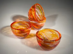 Set of Four Ruby/Amber Mini Bowls