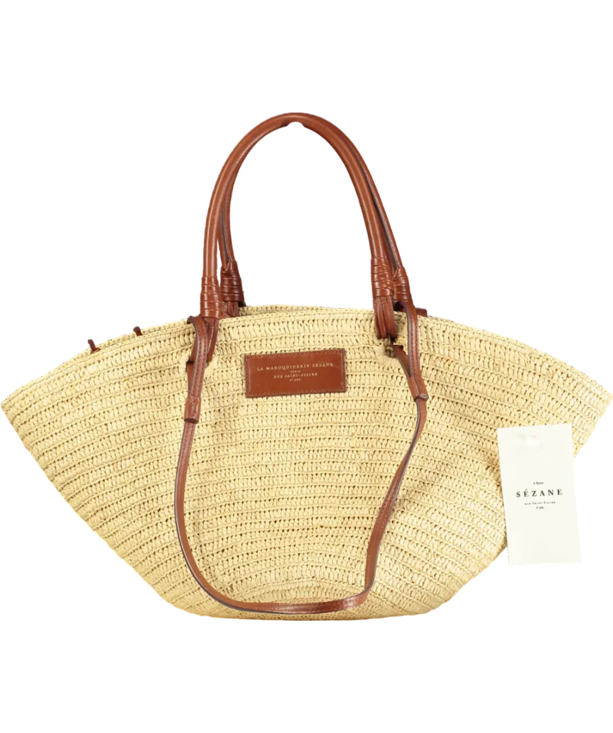Sezane Natural / Tan leather Justine Large basket Bag