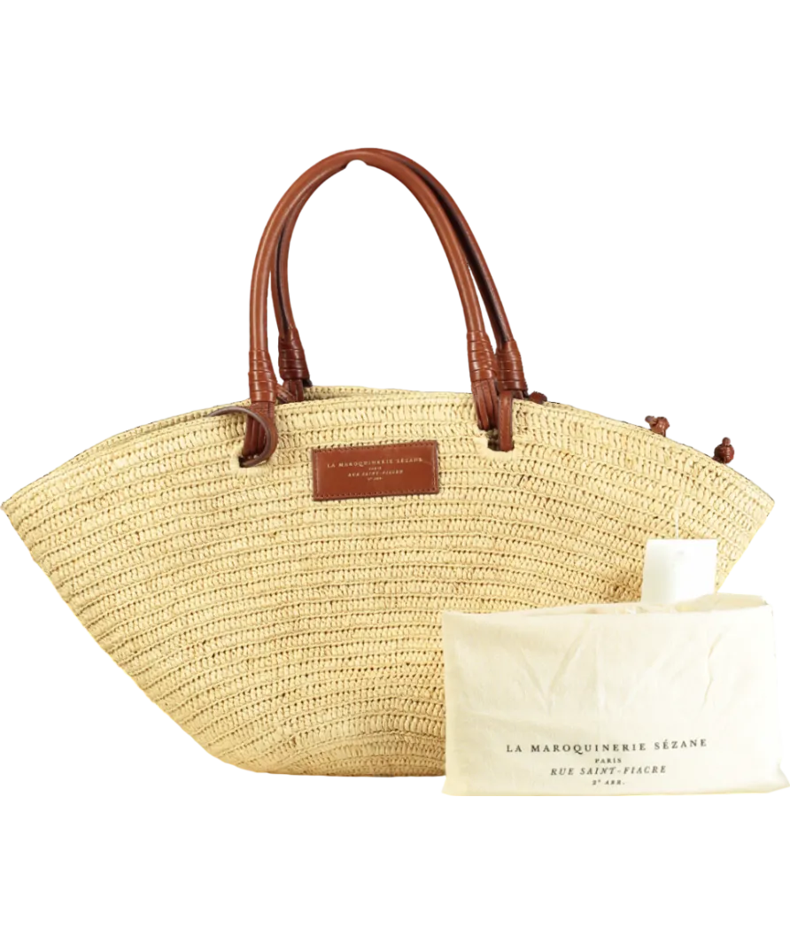 Sezane Natural / Tan leather Justine Large basket Bag