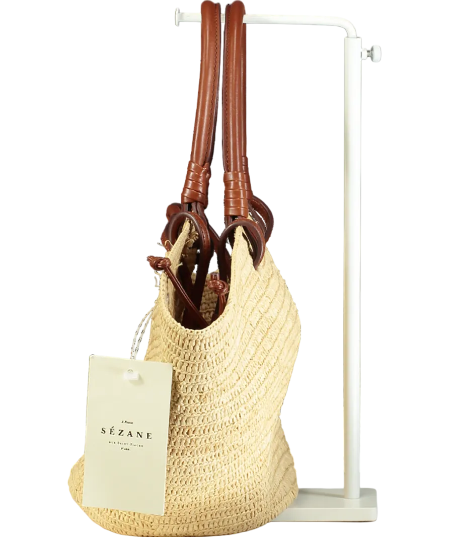 Sezane Natural / Tan leather Justine Large basket Bag