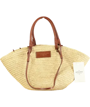 Sezane Natural / Tan leather Justine Large basket Bag