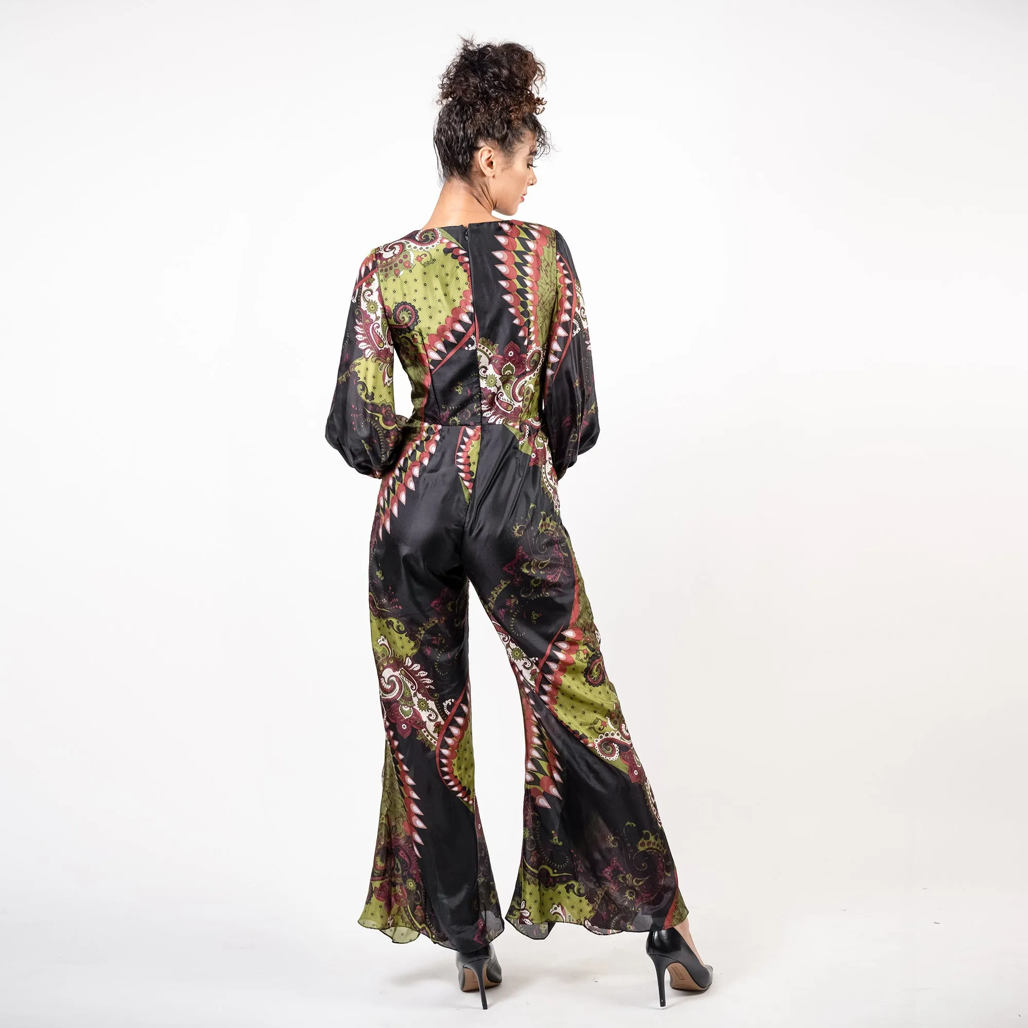 Shirred Leg Surplice Jumpsuit