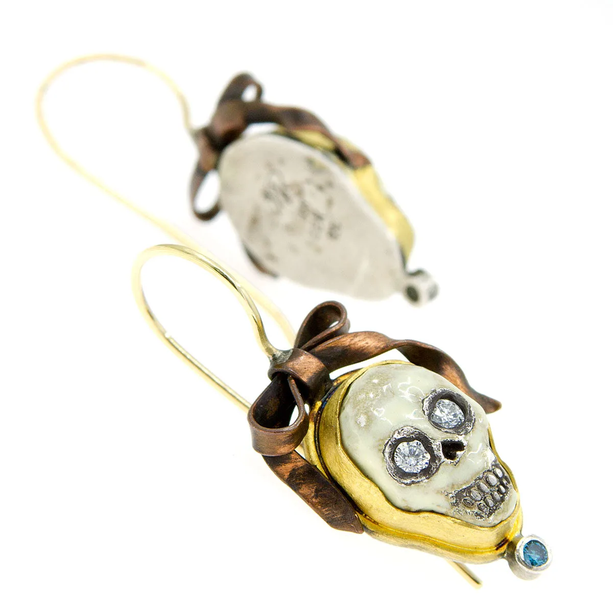 Skull & Bows Diamond Earrings by Melinda Risk