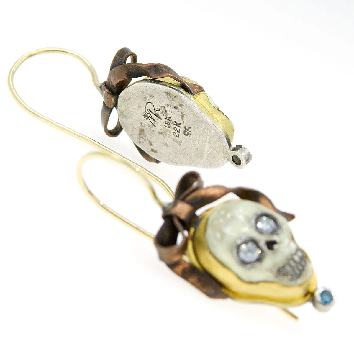 Skull & Bows Diamond Earrings by Melinda Risk