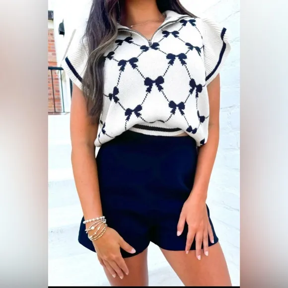 Skye black bow print sweater