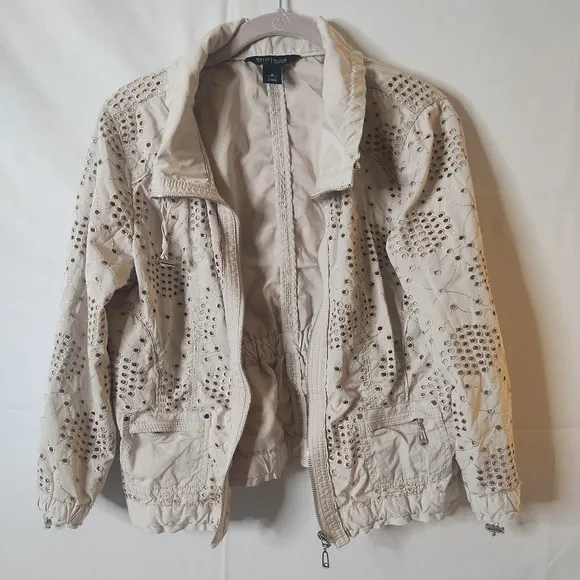 Sm Size 6 White House Black Market Casual Designer Women's Jacket With Front Poc