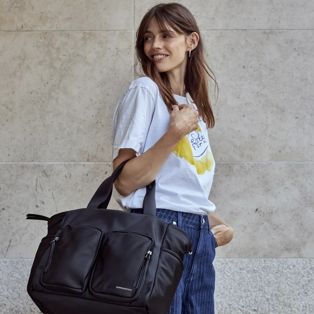 Soft shell changing bag tote - Black