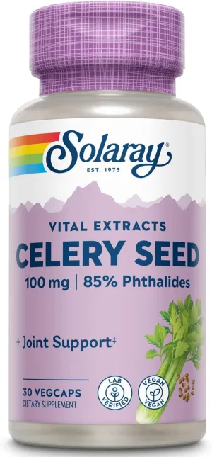 Solaray Celery Seed Extract 100 mg | 85% Phthalides | Overall Joint Health Support | Non-GMO, Vegan | 30 VegCaps