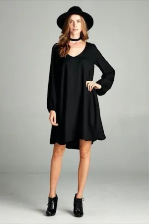 SOLID KEYHOLE DRESS BLACK*