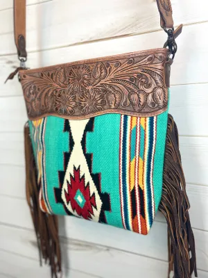 Sonora Bold Turquoise, Yellow, Orange, Red Wool Handbag