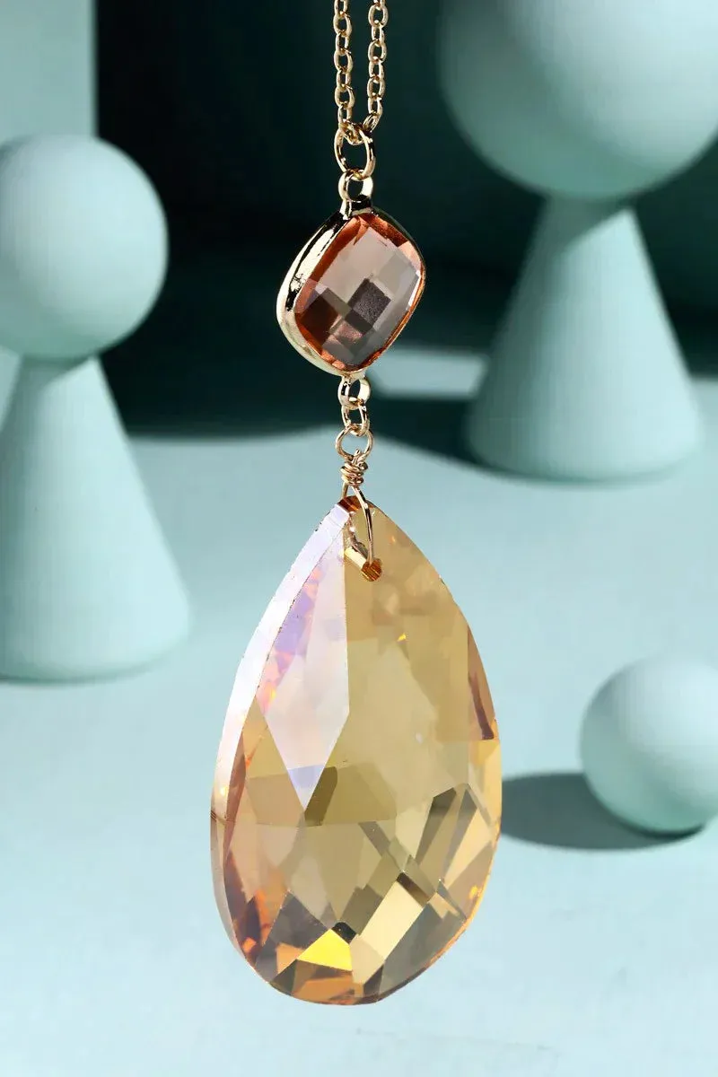 SOPHIA LONG TEARDROP PENDANT NECKLACE - 2 COLORS