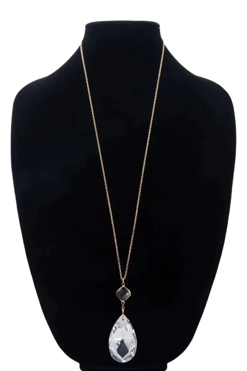 SOPHIA LONG TEARDROP PENDANT NECKLACE - 2 COLORS