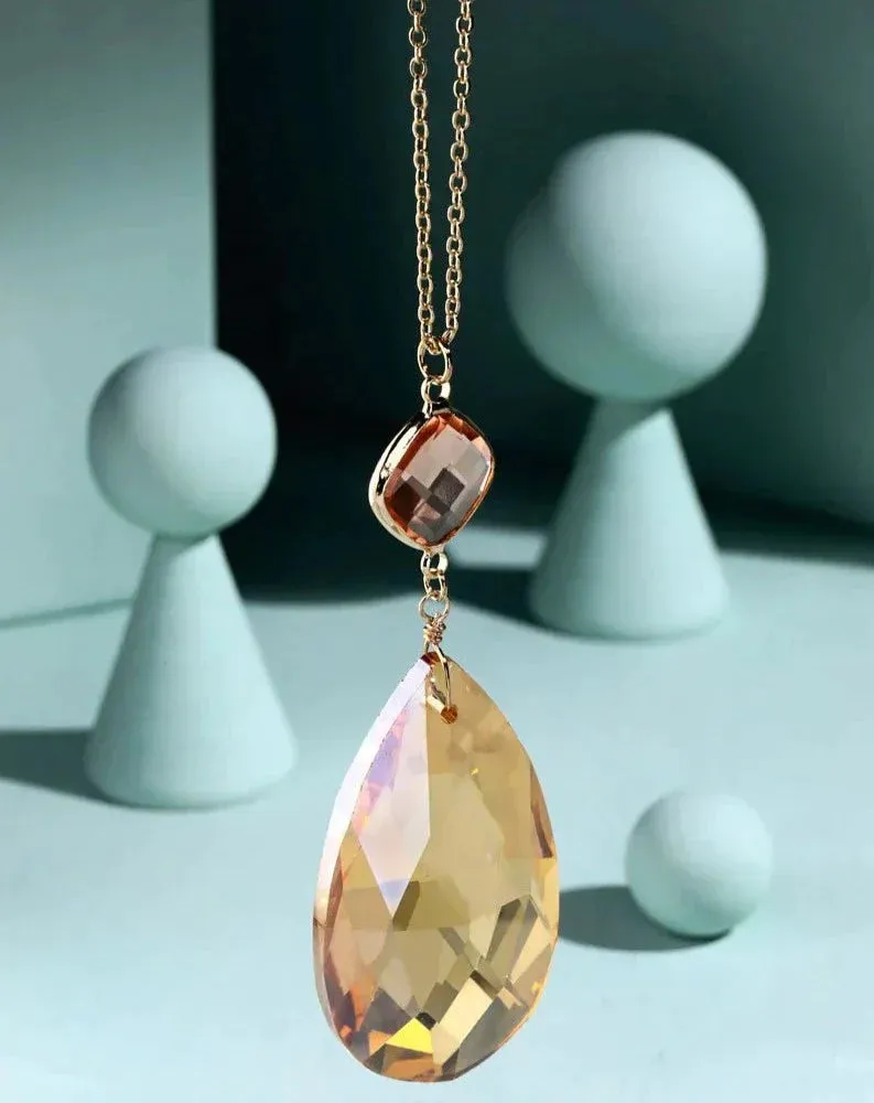 SOPHIA LONG TEARDROP PENDANT NECKLACE - 2 COLORS