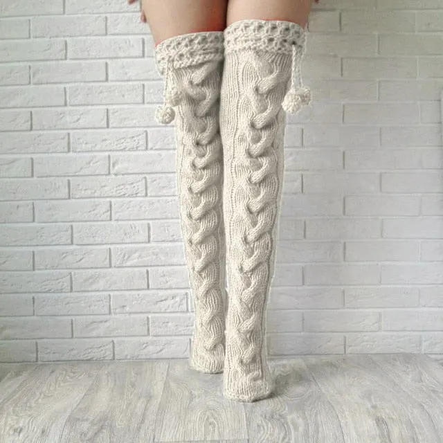 Soxi Cable Knit Knee High Socks
