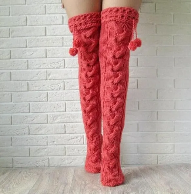 Soxi Cable Knit Knee High Socks