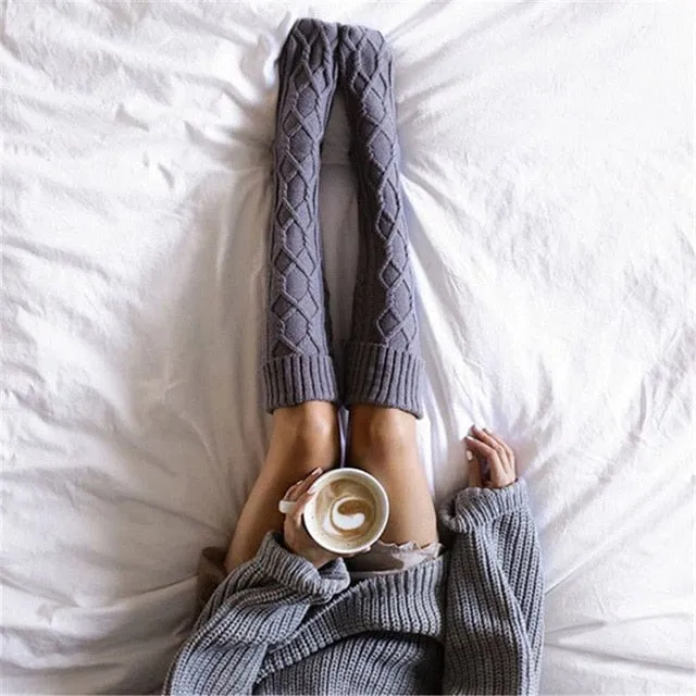 Soxi Cable Knit Knee High Socks