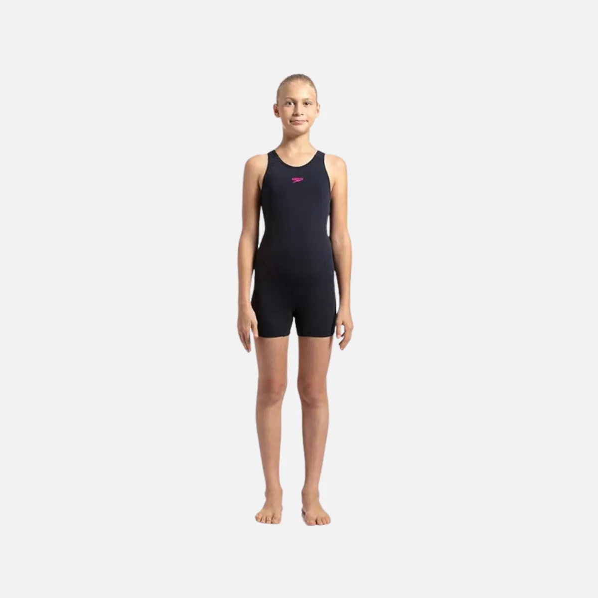 Speedo Kids Girls Essential Endurance  Legsuit -Navy/Electric Pink