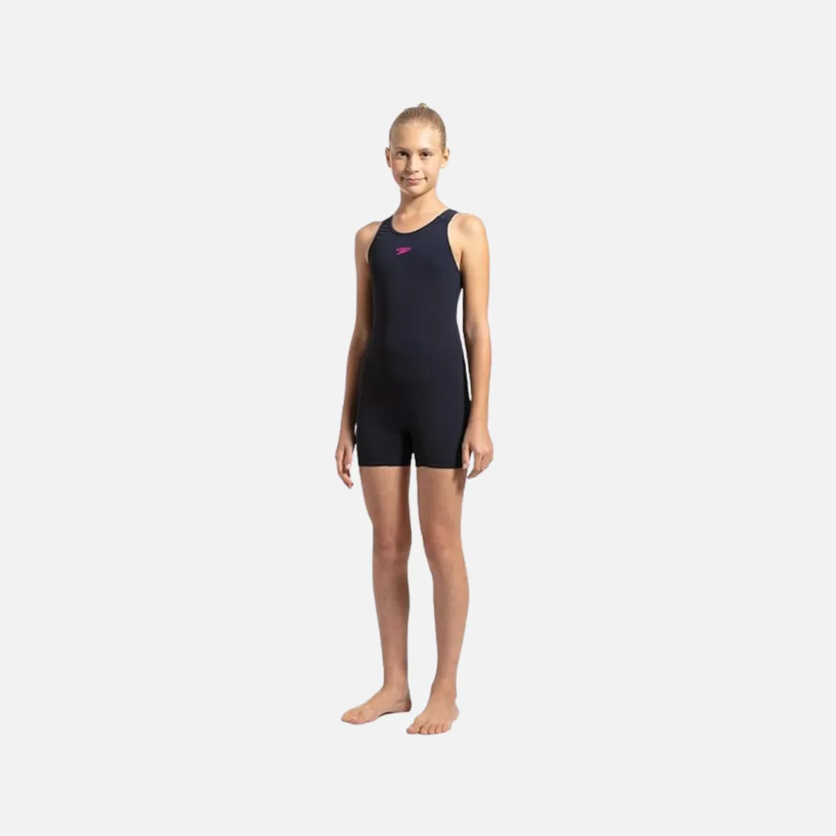 Speedo Kids Girls Essential Endurance  Legsuit -Navy/Electric Pink